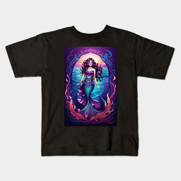 Colorful Dia De La Muerte Kids T-Shirt by MGRCLimon